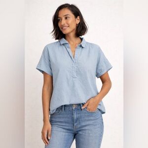 💙 LaBiz Lightweight Short‎ Sleeve Popover Blouse Blue Medium 💙